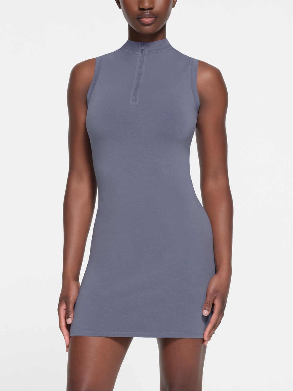 Skims Sleeveless Mock Neck Bodycon Dress in Slate